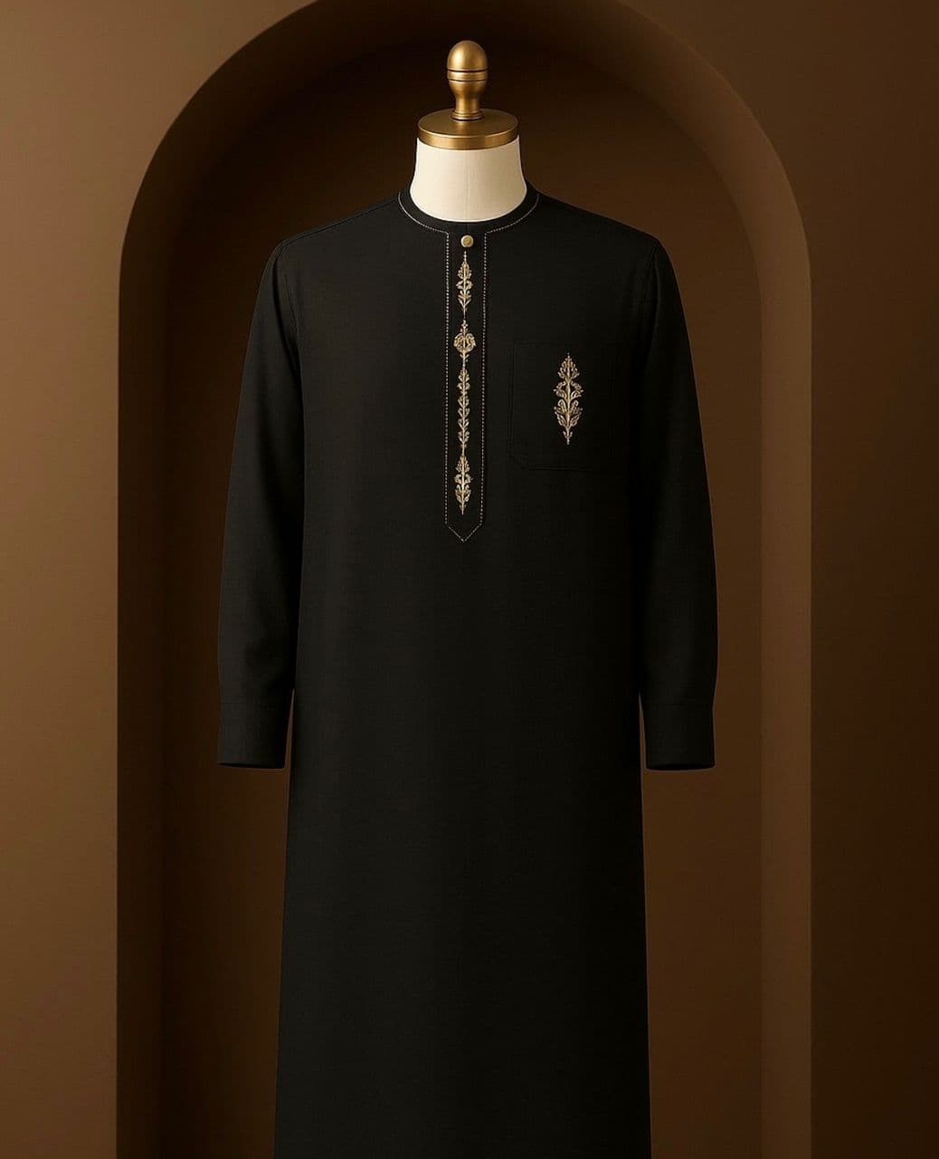 Black embroidered kaftan