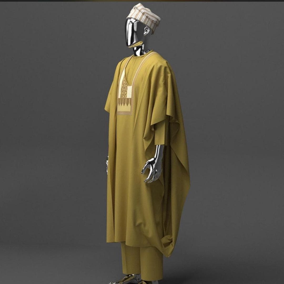 Gold olive agbada full set