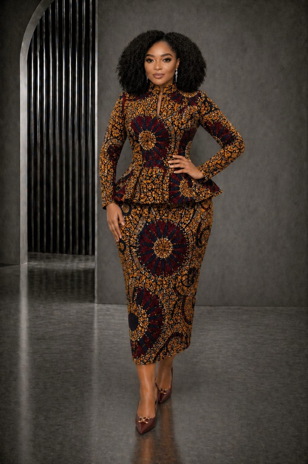 Ankara fitted skirt set
