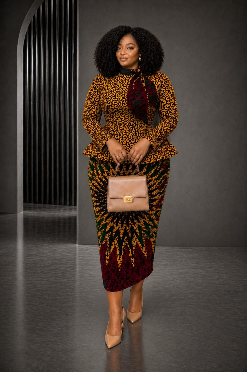 Ankara peplum skirt set