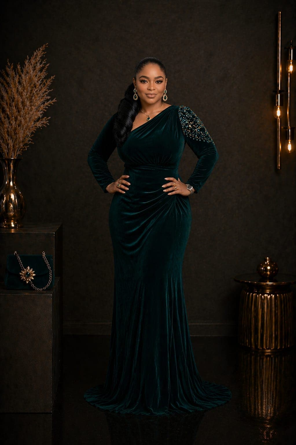 Emerald velvet gown